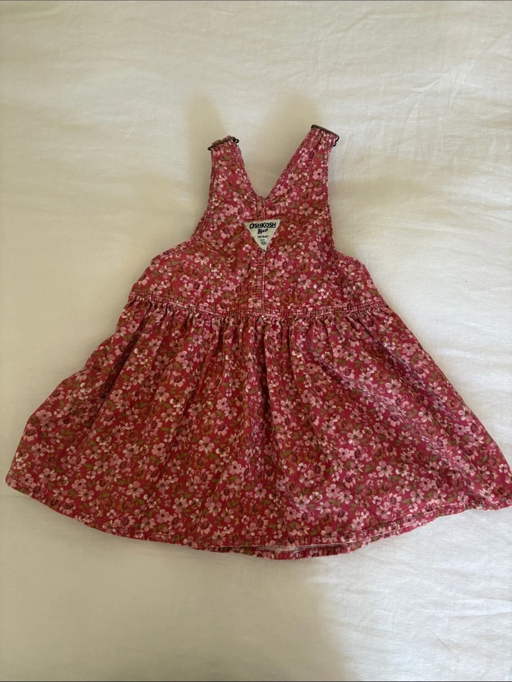 OshKosh B'gosh Rose Floral Corduroy Pinafore Overall Dress